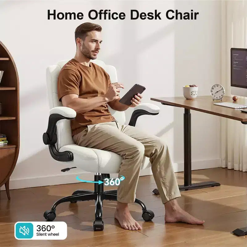 High-Back Office Chair with Flip-Up Armrests and Adjustable Height