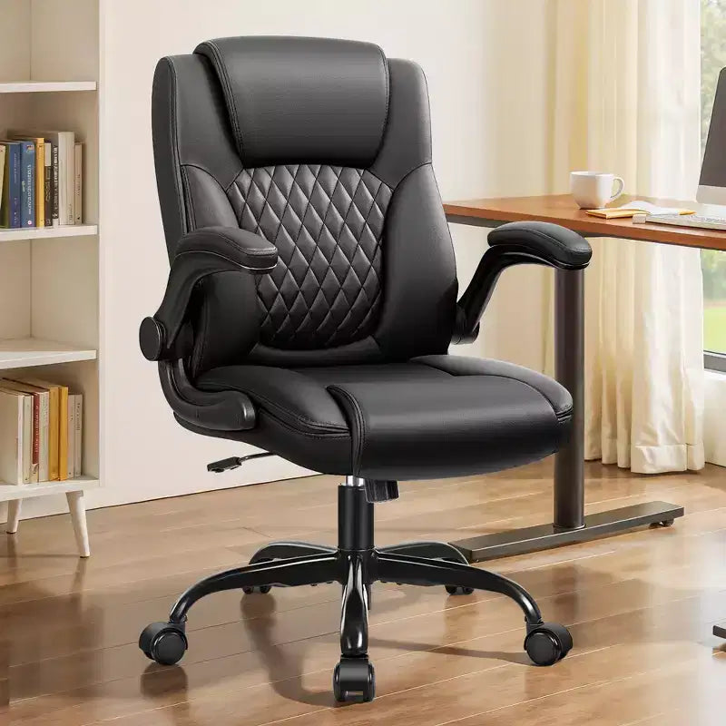 High-Back Office Chair with Flip-Up Armrests and Adjustable Height