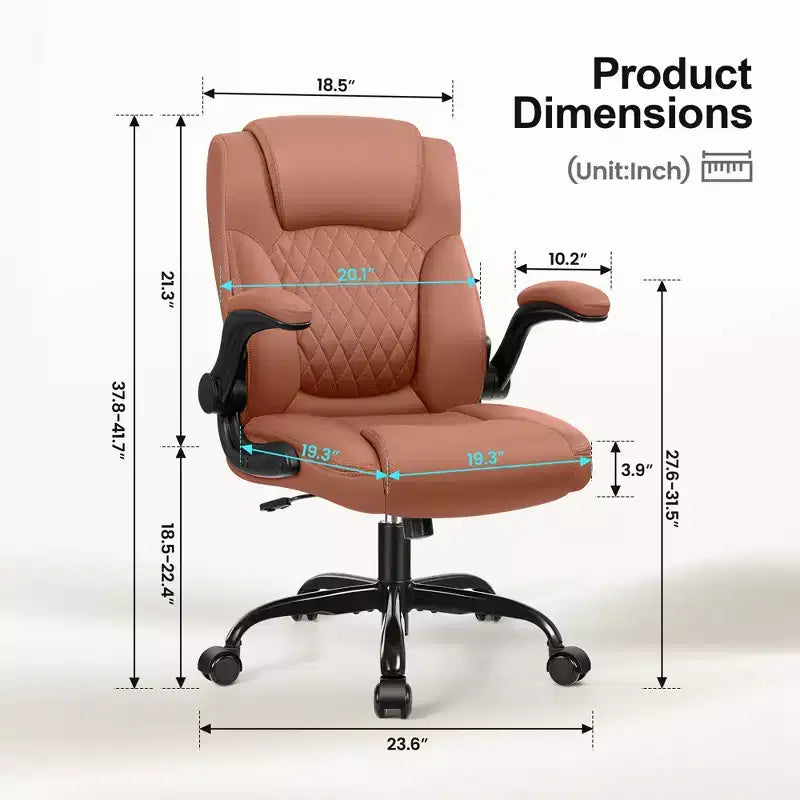 High-Back Office Chair with Flip-Up Armrests and Adjustable Height