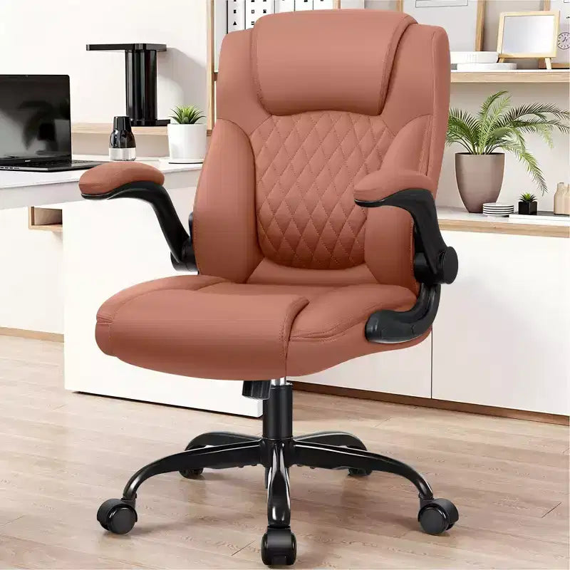 High-Back Office Chair with Flip-Up Armrests and Adjustable Height