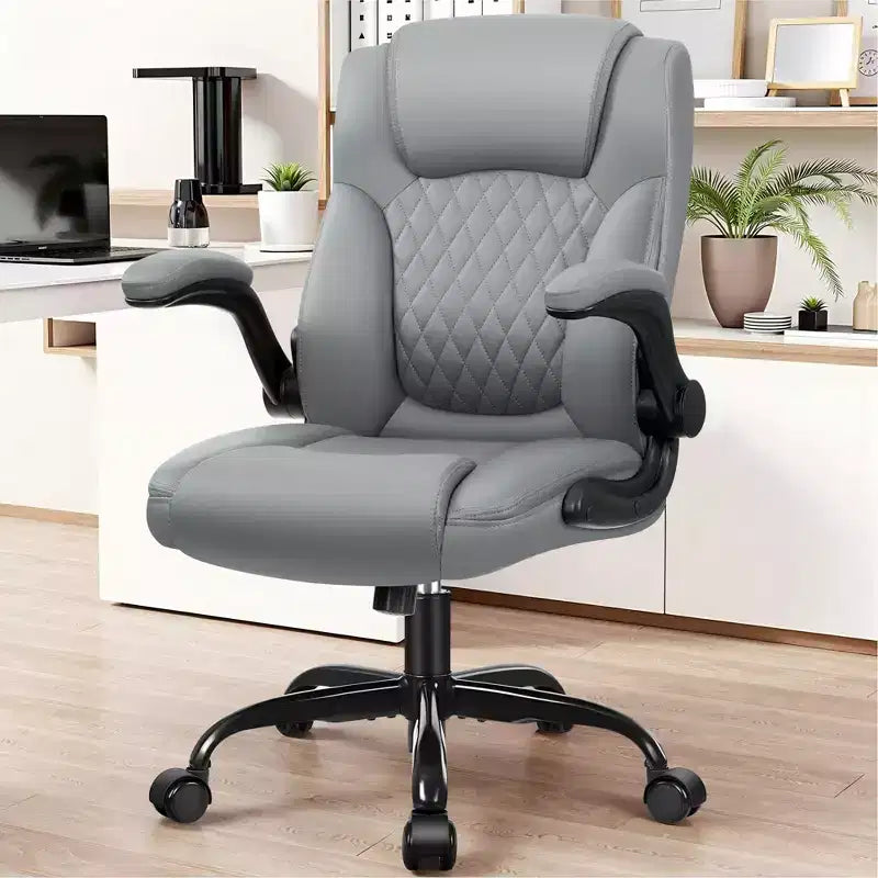 High-Back Office Chair with Flip-Up Armrests and Adjustable Height