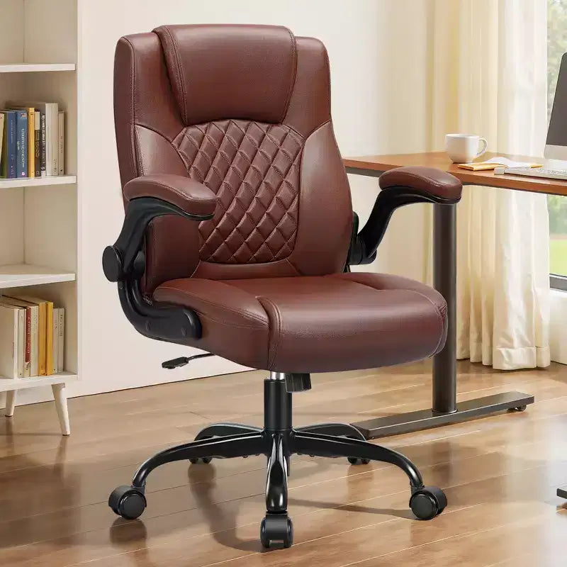 High-Back Office Chair with Flip-Up Armrests and Adjustable Height
