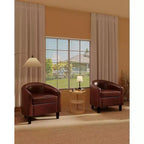 Faux Leather Barrel Chair with Armrests