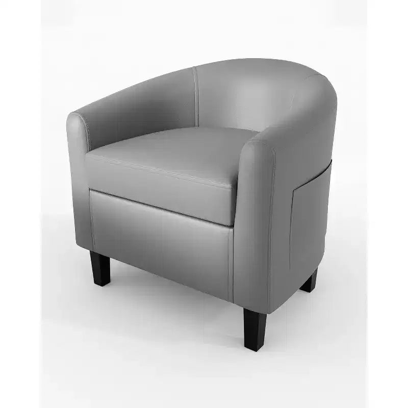 Faux Leather Barrel Chair with Armrests