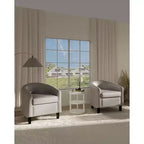 Faux Leather Barrel Chair with Armrests