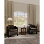 Faux Leather Barrel Chair with Armrests