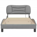 Curved Platform Bed Frame with LED Lights and Upholstered Fabric