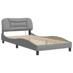 Curved Platform Bed Frame with LED Lights and Upholstered Fabric
