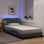 Curved Platform Bed Frame with LED Lights and Upholstered Fabric