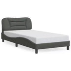 Curved Platform Bed Frame with LED Lights and Upholstered Fabric