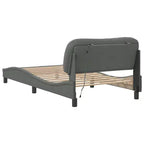 Curved Platform Bed Frame with LED Lights and Upholstered Fabric