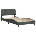 Curved Platform Bed Frame with LED Lights and Upholstered Fabric