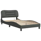 Curved Platform Bed Frame with LED Lights and Upholstered Fabric