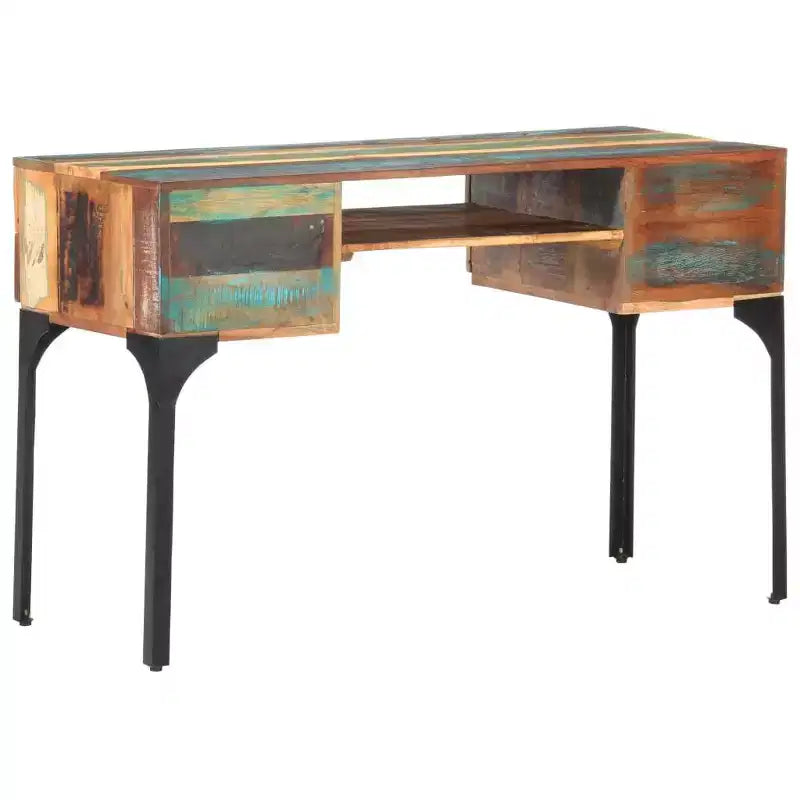 Reclaimed Wood Desk with Iron Legs and Drawers
