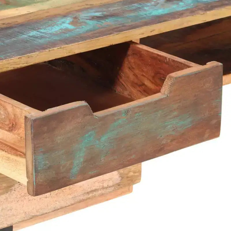 Reclaimed Wood Desk with Iron Legs and Drawers