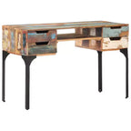 Reclaimed Wood Desk with Iron Legs and Drawers