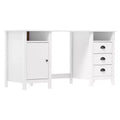 vidaXL Desk White Solid Pine Wood Standard Desk Rectangular Rustic