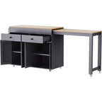 74.5" Rolling Kitchen Island Cart with Extendable Table, Spice Rack, 2 Drawers and 4 Cabinet Doors – Grey