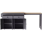 74.5" Rolling Kitchen Island Cart with Extendable Table, Spice Rack, 2 Drawers and 4 Cabinet Doors – Grey