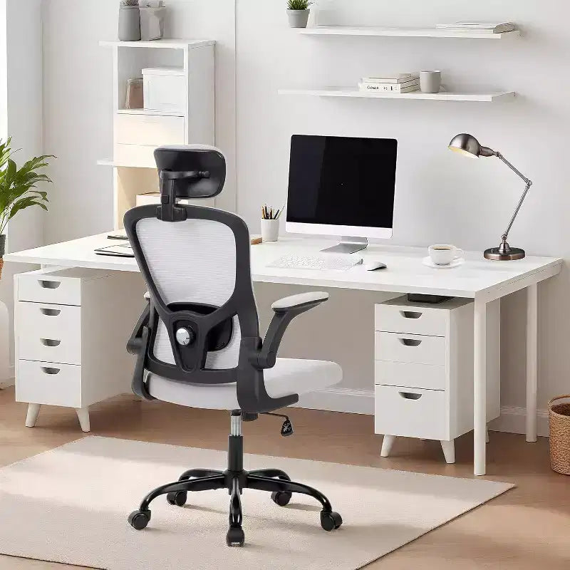 Ergonomic Office Chair with Adjustable Headrest and Flip-Up Armrests