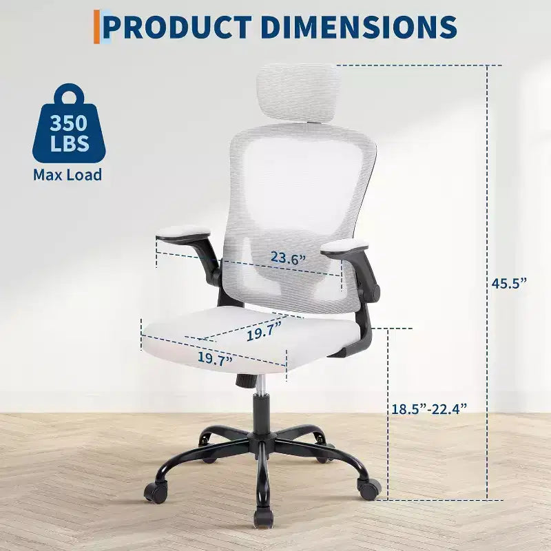 Ergonomic Office Chair with Adjustable Headrest and Flip-Up Armrests