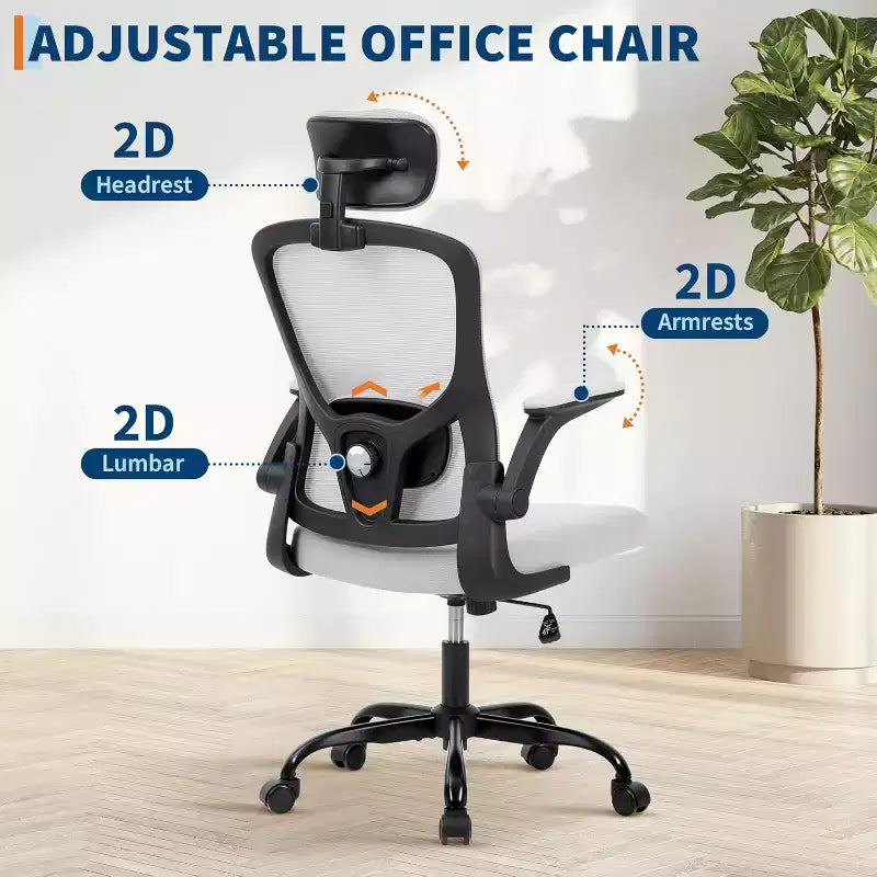Ergonomic Office Chair with Adjustable Headrest and Flip-Up Armrests