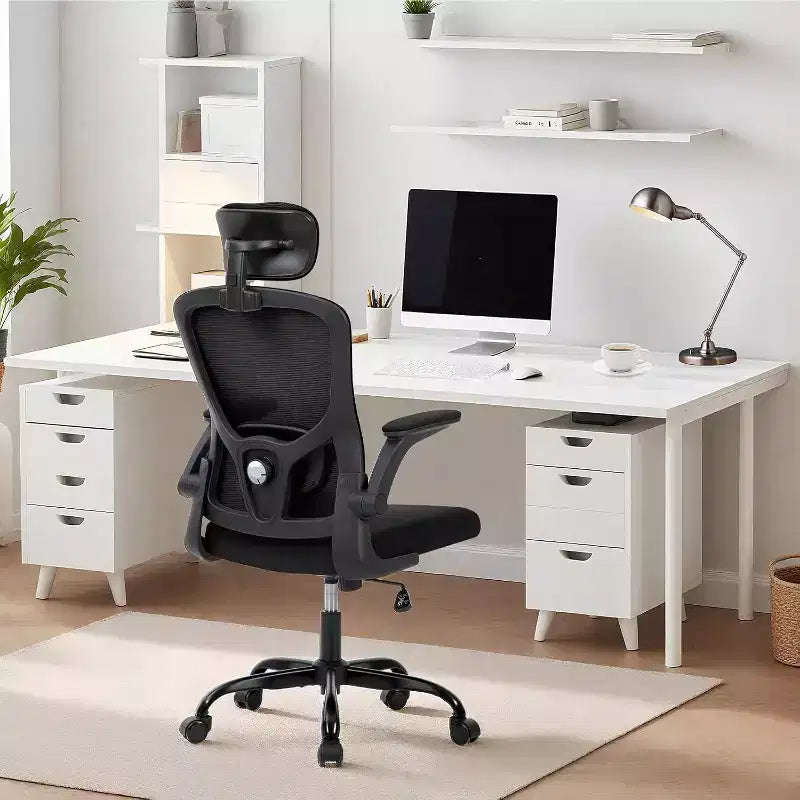 Ergonomic Office Chair with Adjustable Headrest and Flip-Up Armrests