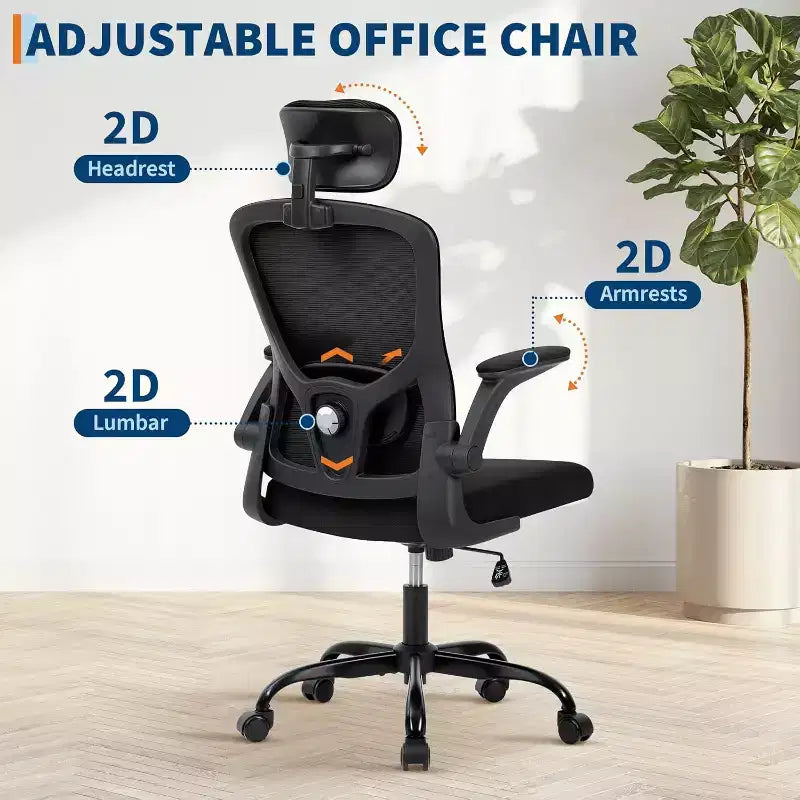 Ergonomic Office Chair with Adjustable Headrest and Flip-Up Armrests