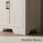 White Oak-Effect Kitchen Pantry Cabinet with Double Doors and Drawer