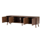 70 Inch Modern TV Stand for TVs up to 80 Inches, Entertainment Center with Solid Wood Legs and Soft Closing Hinges