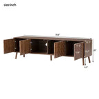 70 Inch Modern TV Stand for TVs up to 80 Inches, Entertainment Center with Solid Wood Legs and Soft Closing Hinges