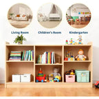 6-Compartment Kids Storage Shelf with Adjustable Dividers, Natural Finish
