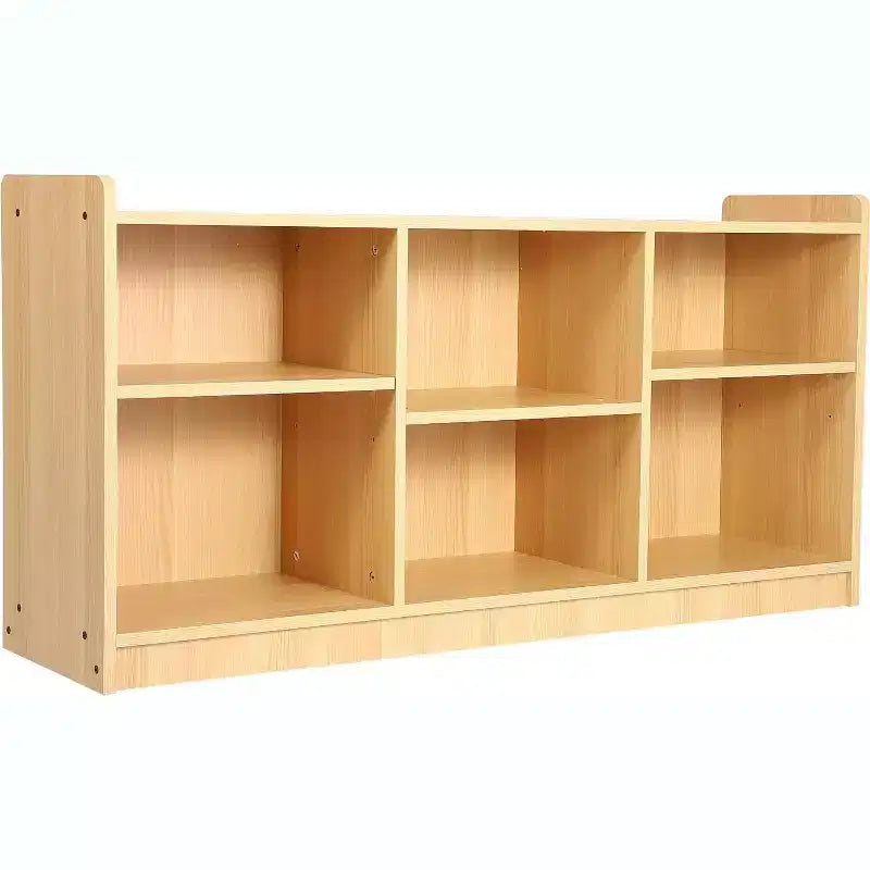 6-Compartment Kids Storage Shelf with Adjustable Dividers, Natural Finish