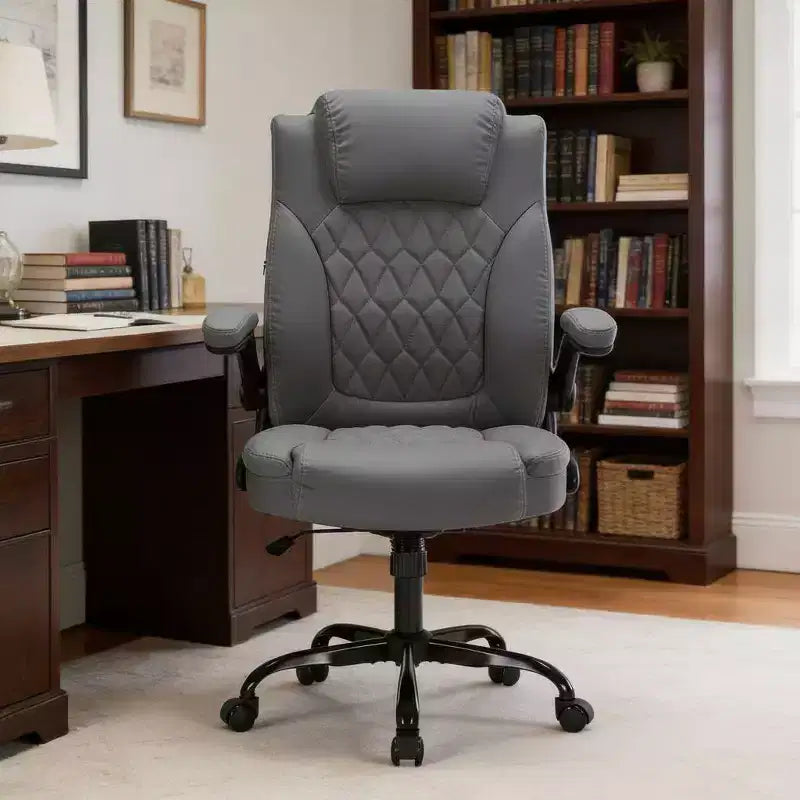 Heavy Duty Ergonomic Office Chair with Lumbar Support, Flip-Up Arms and 360 Swivel, 350 lbs Capacity