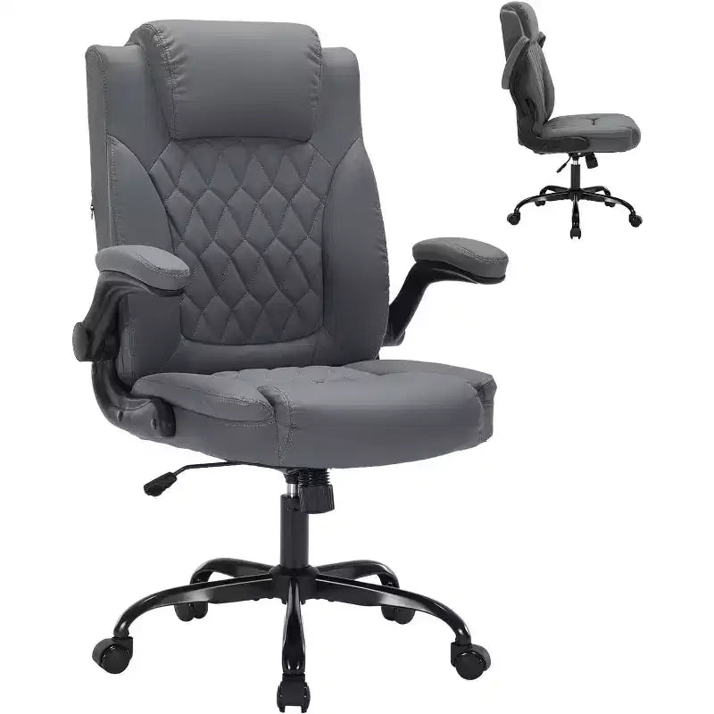Heavy Duty Ergonomic Office Chair with Lumbar Support, Flip-Up Arms and 360 Swivel, 350 lbs Capacity