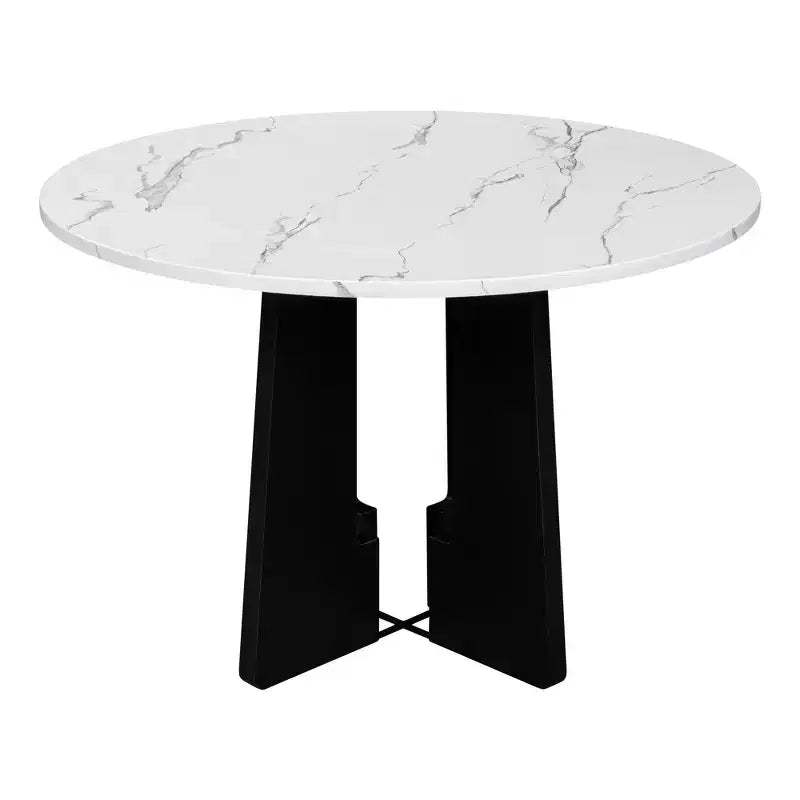 Round 43-Inch Dining Table with Faux Marble Top