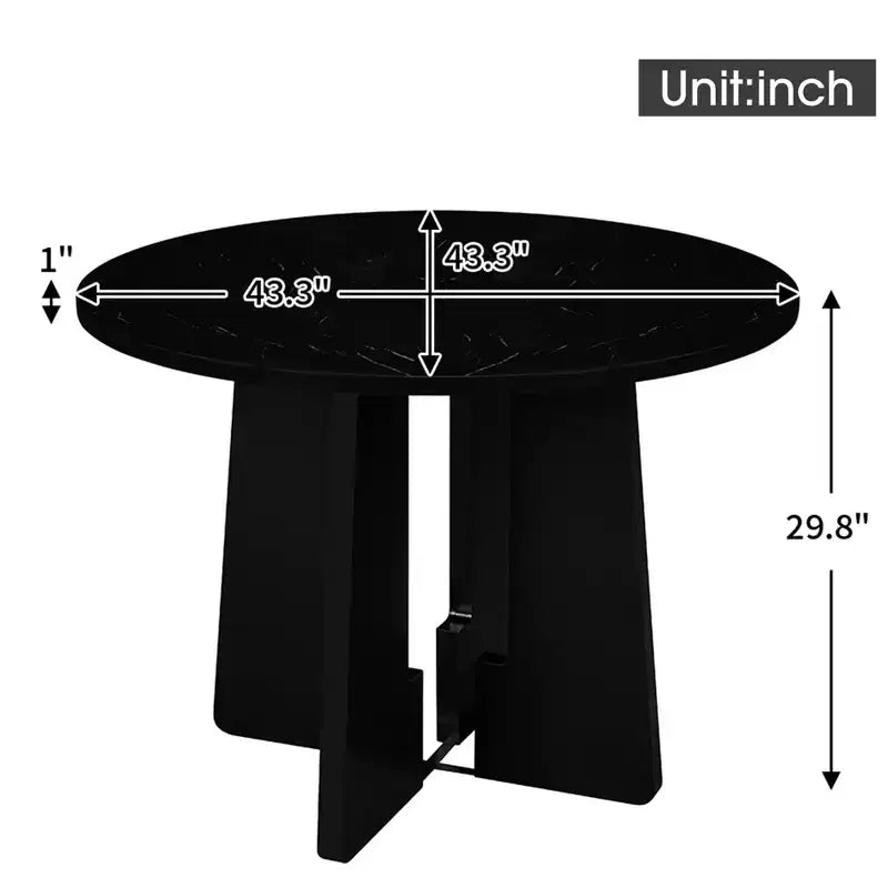 Round 43-Inch Dining Table with Faux Marble Top