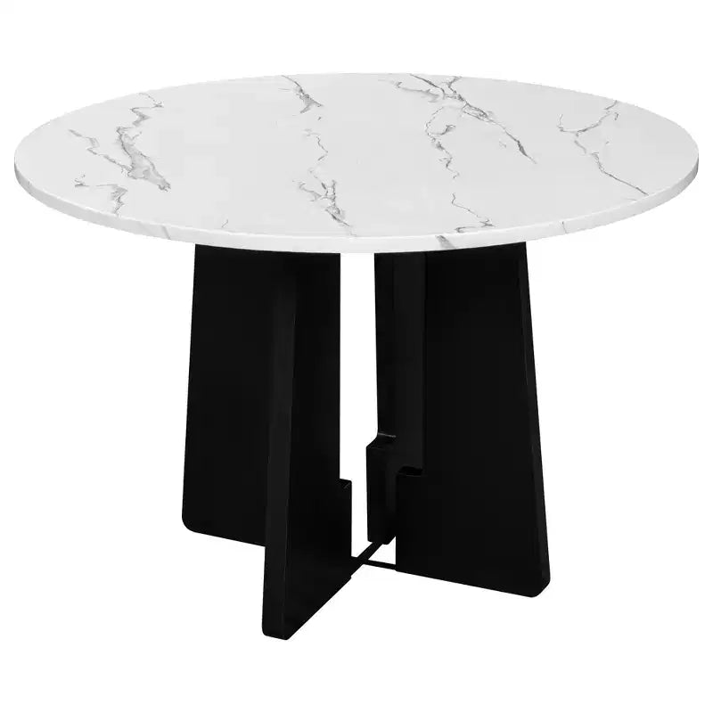 Round 43-Inch Dining Table with Faux Marble Top