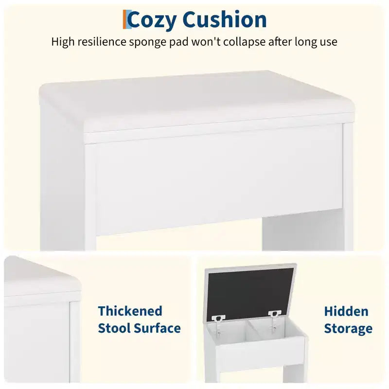 Makeup Vanity Desk with Lighted Mirror, Storage Drawers and Stool