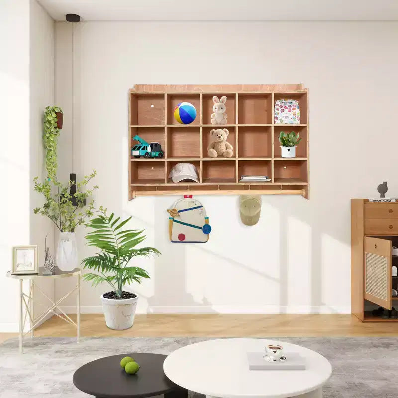 5-Section Wooden Storage Locker with Casters