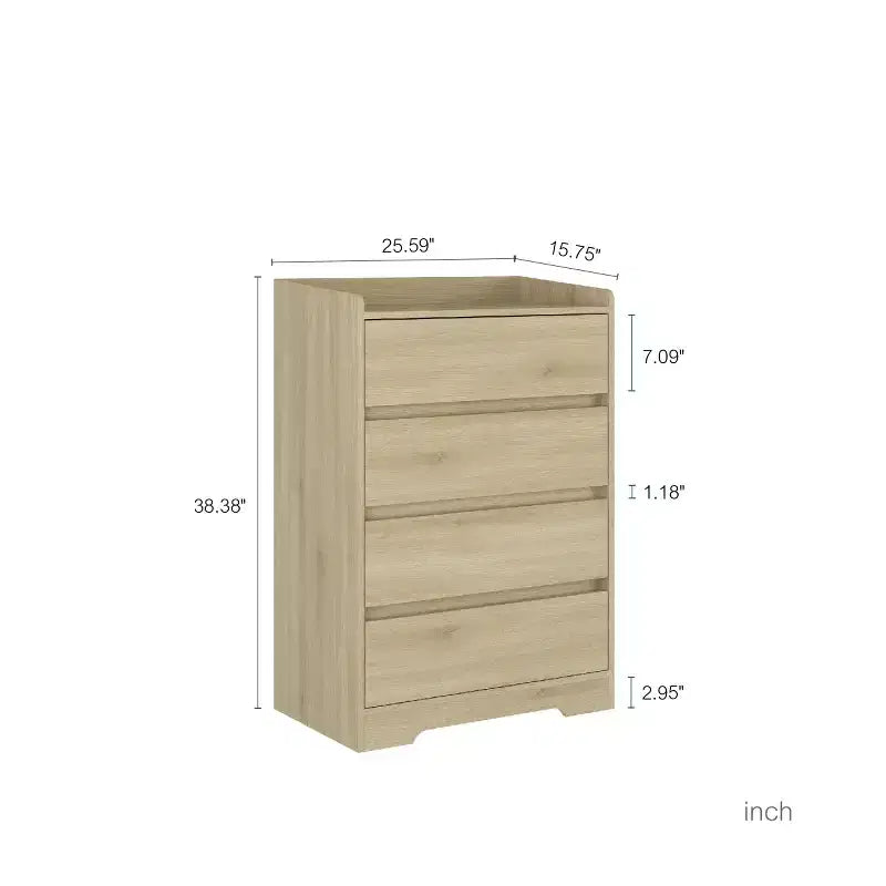 4 Drawer Vertical Dresser with Handle-Free Design