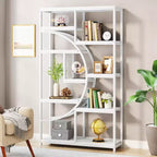 Lantine Bookshelf Industrial 5 Tier Etagere Bookcase: Freestanding tall organizer with 9-open storage shelves for living room, bedroom.