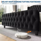 Upholstered Platform Bed Frame with Wingback Headboard and Footboard