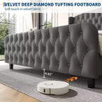 Upholstered Platform Bed Frame with Wingback Headboard and Footboard