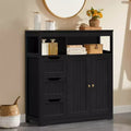 Freestanding Wooden Bathroom Floor Cabinet with Drawers and Doors