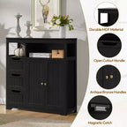 Freestanding Wooden Bathroom Floor Cabinet with Drawers and Doors