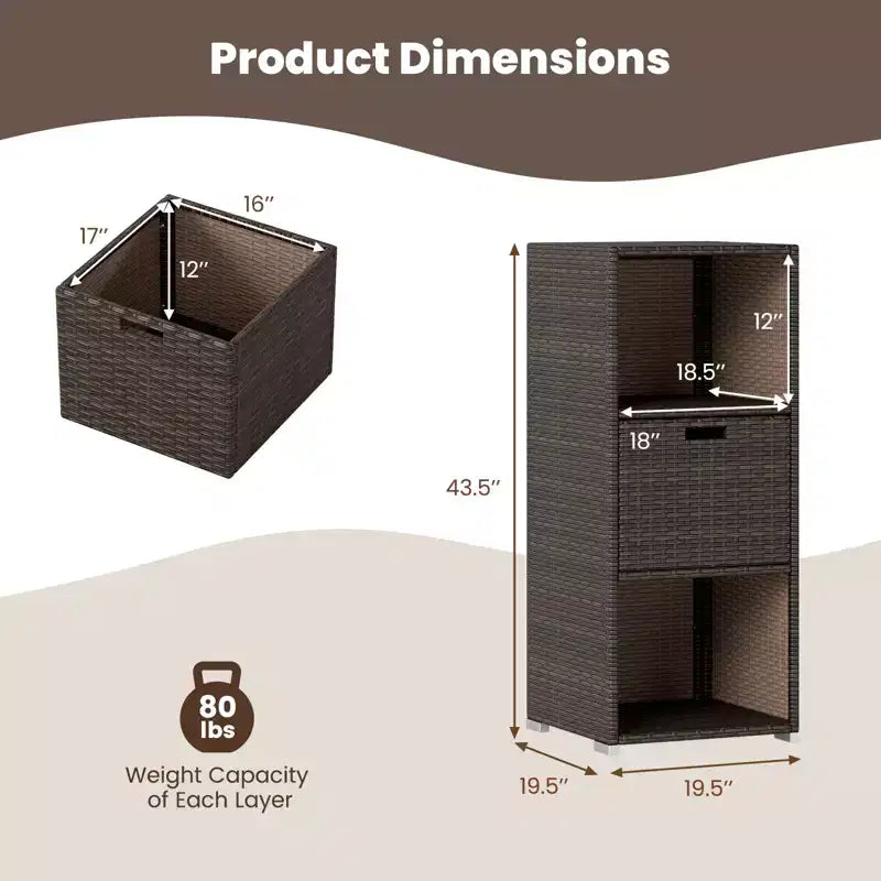 Outdoor Storage Cabinet with Storage Shelves & Removable Drawer for Porch