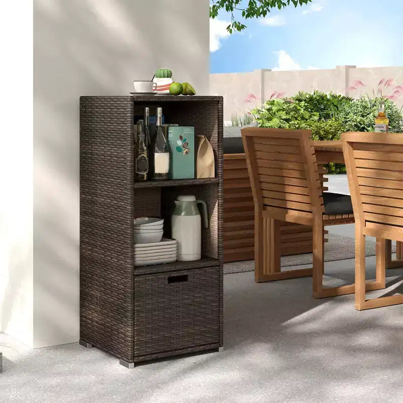 Outdoor Storage Cabinet with Storage Shelves & Removable Drawer for Porch