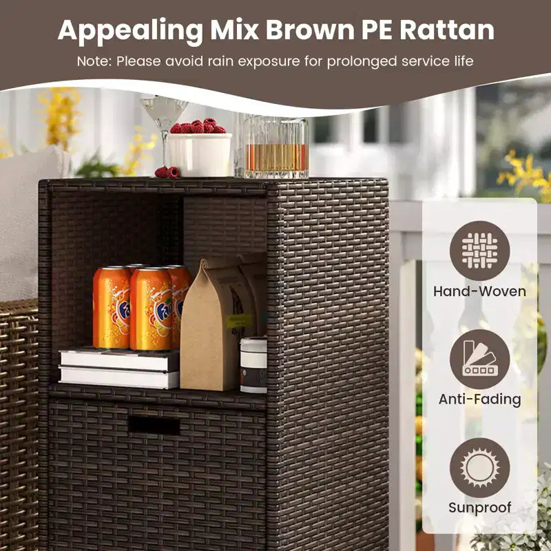 Outdoor Storage Cabinet with Storage Shelves & Removable Drawer for Porch