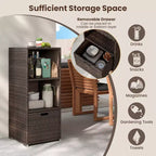 Outdoor Storage Cabinet with Storage Shelves & Removable Drawer for Porch